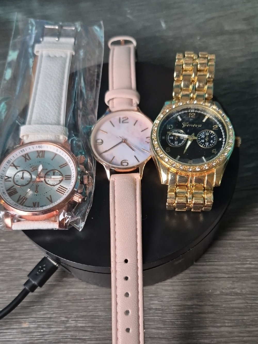 Geneva Women's Gold and Pink Mixed-Style Watch Set